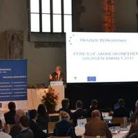 Bild vergrößern:Dr. Wolfgang Streitenberger von der Europäischen Kommission während seines Vortrages zur Eröffnung der EFRE/ESF- Jahreskonferenz 2011 Sachsen-Anhalt in der Johanniskirche Magdeburg 