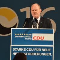 Bild vergrößern:Der CDU-Landesvorsitzende Thomas Webel warb auf dem CDU-Landesparteitag für die Zustimmung zum vorliegenden Koalitionsvertrag