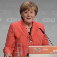 Bild vergrößern:Die CDU-Bundesvorsitzende Dr. Angela Merkel bei ihrer Rede zum 70. Geburtstag der CDU-Deutschlands in Berlin.