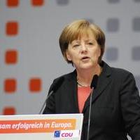 Bild vergrößern:Die Bundeskanzlerin und CDU-Bundesvorsitzende, Dr. Angela Merkel MdB, bei einer ihrer Rede auf dem 26. CDU-Bundesparteitag. Dieser stand unter dem Motto -Gemeinsam erfolgreich in Europa-. 