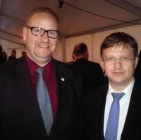Bild vergrößern:Landtagspräsident Detlef Gürth MdL und der Magdeburger Kreisvorsitzende der Mittelstandsvereinigung Michael Horstmann bei einer Veranstaltung der IHK Magdeburg (v.r.n.l.) 