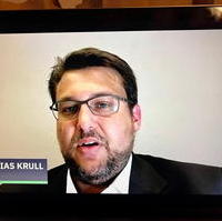 Bild vergrößern:Unser OB-Kandidat Tobias Krull beim Online-Wahlforum des MDR am 12. April aus Anlass der Oberbürgermeisterwahl