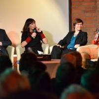 Bild vergrößern:Während der Podiumsdiskussion Minister Thomas Webel, Moderatorin Susi Brandt, MVB-Geschäftsführerin Birgit Münster-Rendel und KVG-Salzland Geschäftsführerin Evelin Lech (v.l.n.r.)