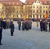 Bild vergrößern:Öffentliches Gelöbnis der Bundeswehr auf dem Magdeburger Domplatz am 28. Februar 2024.