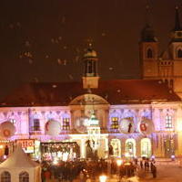 Bild vergrößern:Blick auf der Magdeburger Rathaus beim offiziellen Start der Kampagne -Ottostadt Magdeburg- 