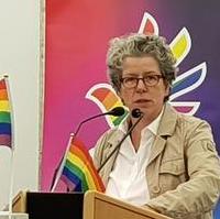 Bild vergrößern:Die Justiz- und Gleichstellungsministerin Anne-Marie Keding bei der Eröffnung der CSD-Wochen, für die sie auch Schirmfrau ist, im Alten Rathaus am 10. August.