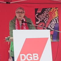 Bild vergrößern:Bei der DGB-Veranstaltung zum 01. Mai in Magdeburg sprach die stellv. DGB-Bundesvorsitzende und CDA-Bundesvorstandsmitglied Elke Hannack