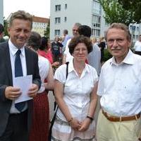 Bild vergrößern:Am Rande einer Veranstaltung der Stadtratsvorsitzende Andreas Schumann, Staatssekretärin Anne-Marie Keding und der Landtagsabgeordnete Jürgen Scharf MdL (v.l.n.r.)