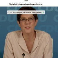 Bild vergrößern:Die CDU-Bundesvorsitzende Annegret Kramp-Karrenbauer bei der Digitalen Kreisvorsitzendenkonferenz am 15. September diesen Jahres. 