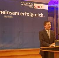 Bild vergrößern:Der Europaabgeordnete und Generalsekretär der CDU Sachsen-Anhalt Sven Schulze bei seiner Rede auf dem Neujahrsempfang der CDU Sachsen-Anhalt am 30.01.18 in Schönebeck. 