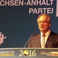 Bild vergrößern:Ministerpräsident und Spitzenkandidat Dr. Reiner Haseloff MdL spricht beim Wahlkampfauftakt der CDU Sachsen-Anhalt 