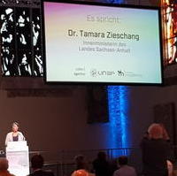 Bild vergrößern:Am 22. September sprach die neue Ministerin für Inneres und Sport Dr. Tamara Zieschang bei einer Veranstaltung in Magdeburg.