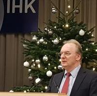 Bild vergrößern:Ministerpräsident Dr. Reiner Haseloff MdL spricht bei einem Empfang der IHK Magdeburg am 12.12.2018.