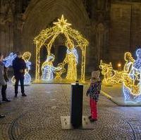 Bild vergrößern:Gerade (27.11) wurden die Lichter der Krippenfiguren vor dem Magdeburger Dom entzündet