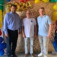 Bild vergrößern:Tobias Krull MdL, der Präsident des Stadtsportbundes Rainer Voigt und der Vorstandsvorsitzende des Landessportbundes Tobias Knoch beim Down-Sport-Festival in Magdeburg am 07.09.2024. (v.l.n.r.)