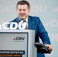 Bild vergrößern:Der wiedergewählte CDU-Landesvorsitzende Sven Schulze (Foto Steffen Boettcher)