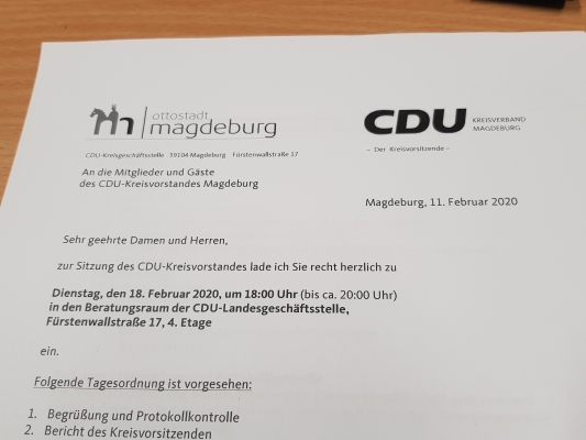 Am 18. Februar tagte der CDU-Kreisvorstand. Die aktuelle politische Lage wurde dabei intensiv diskutiert. 
