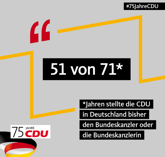 Die CDU stellte und stellt die längste Zeit die Bundeskanzler bzw. die Bundeskanzlerin der Bundesrepublik Deutschland. 