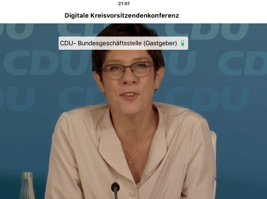 Die CDU-Bundesvorsitzende Annegret Kramp-Karrenbauer bei der Digitalen Kreisvorsitzendenkonferenz am 15. September diesen Jahres. 