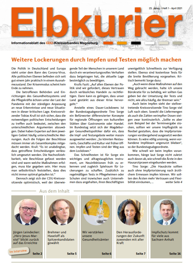 Unter https://bit.ly/2QBVLi0 findet man die Ausgabe 01/2021 der Magdeburger CDU-Zeitschrift \\\\\\\