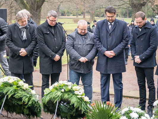 Am 16. Januar gedachten Mitglieder der CDU Magdeburg der Zerstörung Magdeburgs vor 77 Jahren. (Foto LH Magdeburg)