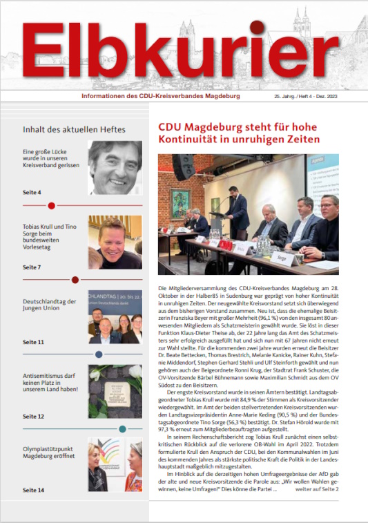 Die neue Ausgabe des Elbkuriers ist unter https://t1p.de/i1vhx verfügbar.